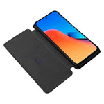 For Xiaomi Redmi 12 4G Card Holder Phone Leather Case Carbon Fiber Texture Stand Cover