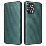 For Xiaomi Redmi 12 4G Card Holder Phone Leather Case Carbon Fiber Texture Stand Cover