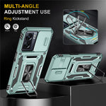 Armor Series For Oppo A77 4G / A54 4G Slide Lens Protection Phone Case PC+TPU Anti-drop Kickstand Cover