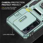 Armor Series For Oppo A77 4G / A54 4G Slide Lens Protection Phone Case PC+TPU Anti-drop Kickstand Cover