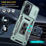 Armor Series For Oppo A77 4G / A54 4G Slide Lens Protection Phone Case PC+TPU Anti-drop Kickstand Cover