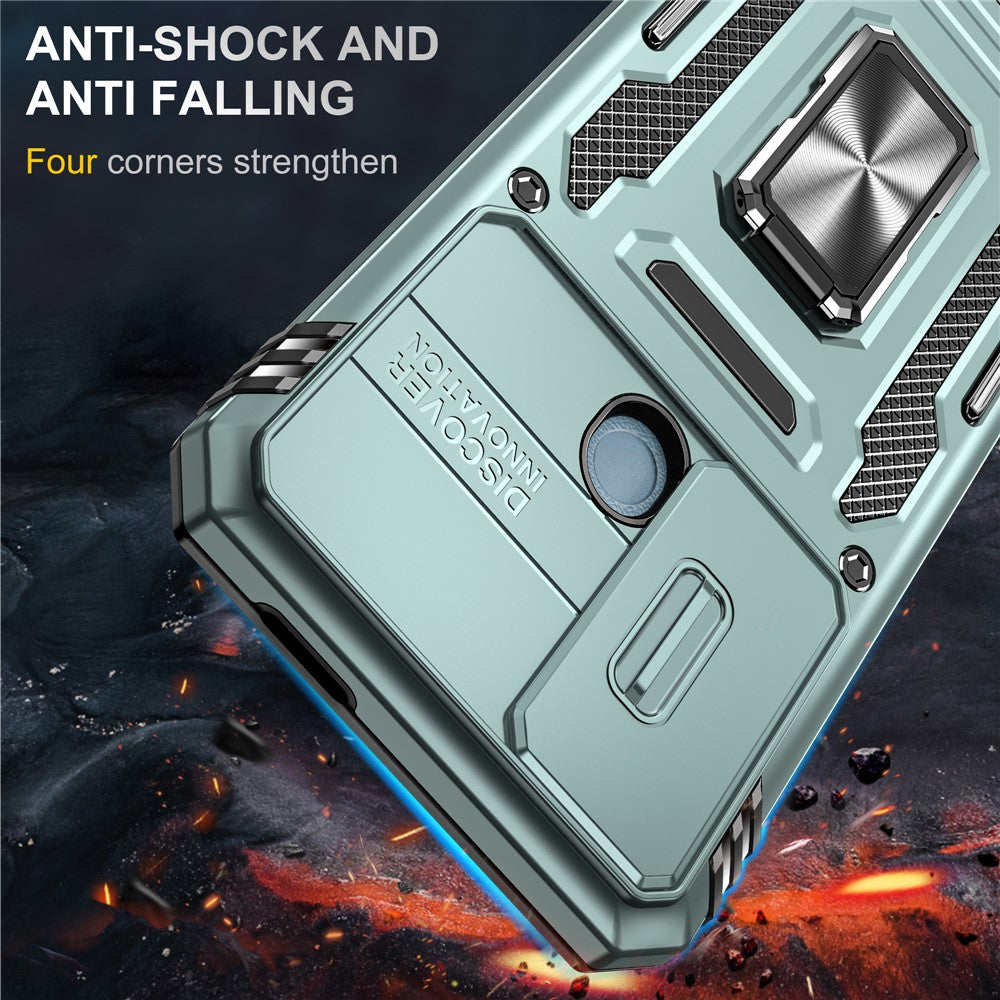 Armor Series For Xiaomi Poco C50 4G / Redmi A1+ 4G / A2+ 4G Slide Lens Lid Kickstand Cover PC+TPU Phone Case