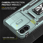 Armor Series For Xiaomi Poco C50 4G / Redmi A1+ 4G / A2+ 4G Slide Lens Lid Kickstand Cover PC+TPU Phone Case