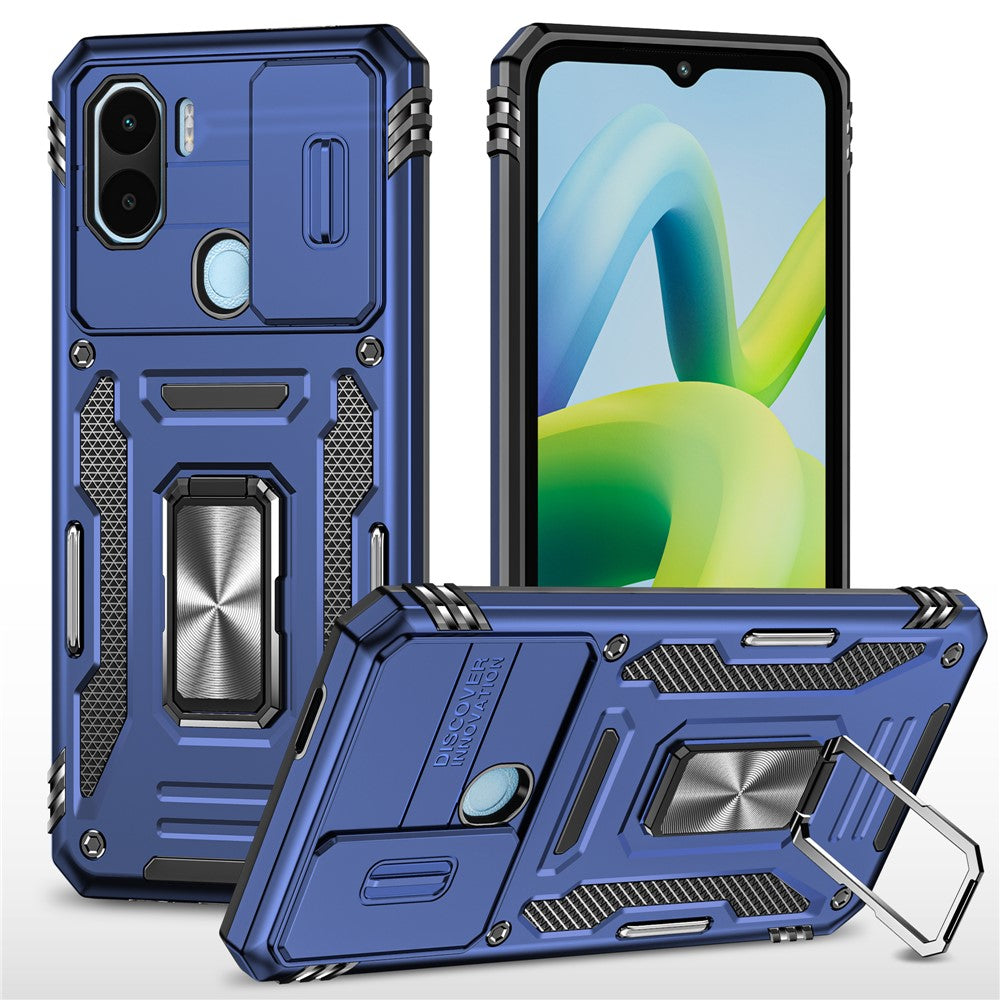 Armor Series For Xiaomi Poco C50 4G / Redmi A1+ 4G / A2+ 4G Slide Lens Lid Kickstand Cover PC+TPU Phone Case