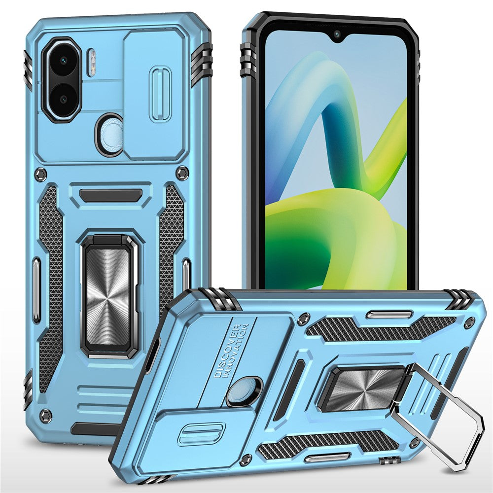 Armor Series For Xiaomi Poco C50 4G / Redmi A1+ 4G / A2+ 4G Slide Lens Lid Kickstand Cover PC+TPU Phone Case
