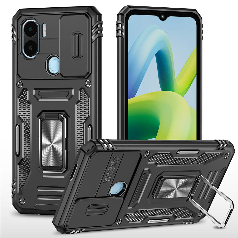 Armor Series For Xiaomi Poco C50 4G / Redmi A1+ 4G / A2+ 4G Slide Lens Lid Kickstand Cover PC+TPU Phone Case