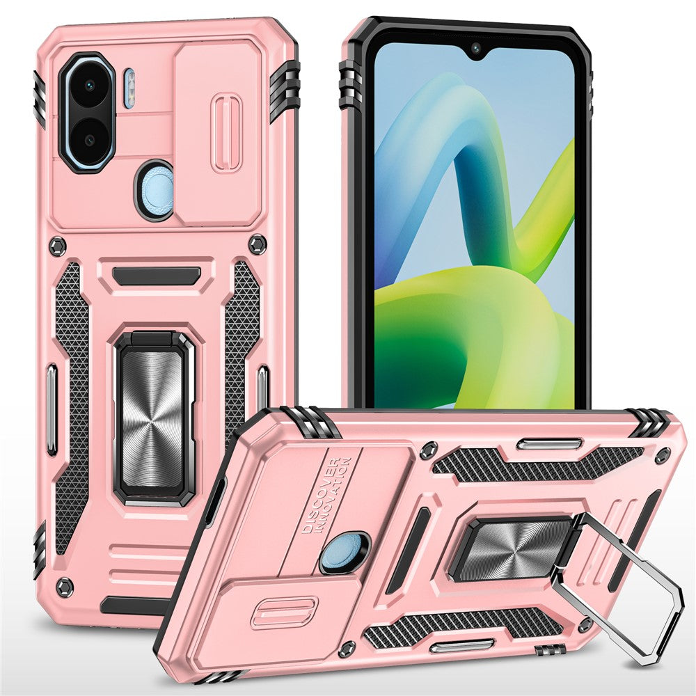Armor Series For Xiaomi Poco C50 4G / Redmi A1+ 4G / A2+ 4G Slide Lens Lid Kickstand Cover PC+TPU Phone Case