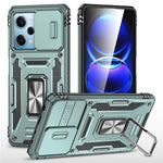 For Xiaomi Redmi Note 12 5G (Global) / (India) / (China) / Poco X5 5G Slide Lens Lid PC+TPU Phone Case Kickstand Back Cover