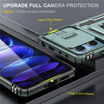 For Xiaomi Redmi Note 12 5G (Global) / (India) / (China) / Poco X5 5G Slide Lens Lid PC+TPU Phone Case Kickstand Back Cover