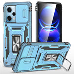 For Xiaomi Redmi Note 12 5G (Global) / (India) / (China) / Poco X5 5G Slide Lens Lid PC+TPU Phone Case Kickstand Back Cover
