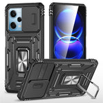 For Xiaomi Redmi Note 12 5G (Global) / (India) / (China) / Poco X5 5G Slide Lens Lid PC+TPU Phone Case Kickstand Back Cover