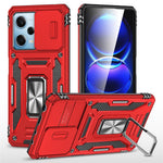 For Xiaomi Redmi Note 12 5G (Global) / (India) / (China) / Poco X5 5G Slide Lens Lid PC+TPU Phone Case Kickstand Back Cover