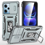 For Xiaomi Redmi Note 12 5G (Global) / (India) / (China) / Poco X5 5G Slide Lens Lid PC+TPU Phone Case Kickstand Back Cover