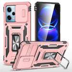 For Xiaomi Redmi Note 12 5G (Global) / (India) / (China) / Poco X5 5G Slide Lens Lid PC+TPU Phone Case Kickstand Back Cover