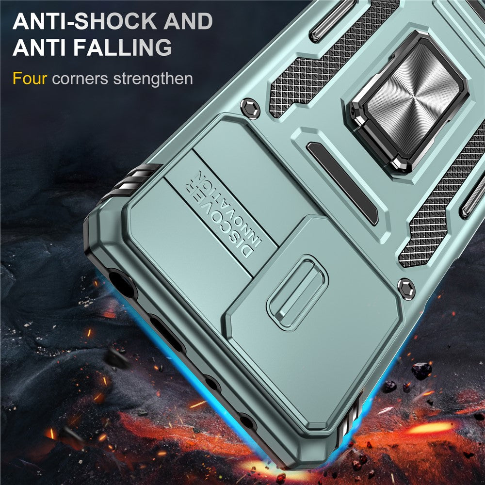 Armor Series For Xiaomi Poco X5 Pro 5G / Redmi Note 12 Pro Speed 5G / Note 12 Pro 5G Slide Lens Lid Phone Case Kickstand PC+TPU Cover