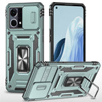 For Oppo Reno7 4G Armor Series Drop-proof PC+TPU Cover Kickstand Phone Case with Slide Lens Lid