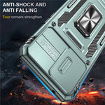For Oppo Reno7 4G Armor Series Drop-proof PC+TPU Cover Kickstand Phone Case with Slide Lens Lid
