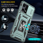 For Oppo Reno7 4G Armor Series Drop-proof PC+TPU Cover Kickstand Phone Case with Slide Lens Lid
