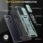 For Oppo Reno7 4G Armor Series Drop-proof PC+TPU Cover Kickstand Phone Case with Slide Lens Lid