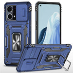 For Oppo Reno7 4G Armor Series Drop-proof PC+TPU Cover Kickstand Phone Case with Slide Lens Lid