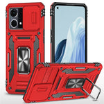 For Oppo Reno7 4G Armor Series Drop-proof PC+TPU Cover Kickstand Phone Case with Slide Lens Lid