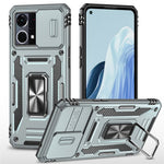 For Oppo Reno7 4G Armor Series Drop-proof PC+TPU Cover Kickstand Phone Case with Slide Lens Lid
