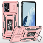For Oppo Reno7 4G Armor Series Drop-proof PC+TPU Cover Kickstand Phone Case with Slide Lens Lid