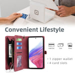 MEGSHI 017-serien til Samsung Galaxy A23 5G (global version) / A23 4G, aftageligt magnetisk etui med lynlås, tegnebog i PU-læder