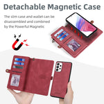 MEGSHI 017-serien til Samsung Galaxy A23 5G (global version) / A23 4G, aftageligt magnetisk etui med lynlås, tegnebog i PU-læder