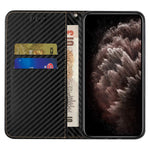 For iPhone 15 Pro Max Carbon Fiber Texture PU Leather+TPU Wallet Case Foldable Stand Phone Cover