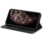 For iPhone 15 Pro Max Carbon Fiber Texture PU Leather+TPU Wallet Case Foldable Stand Phone Cover