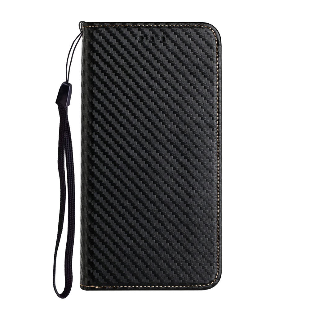 For iPhone 15 Pro Max Carbon Fiber Texture PU Leather+TPU Wallet Case Foldable Stand Phone Cover