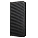 For iPhone 15 Pro Max Carbon Fiber Texture PU Leather+TPU Wallet Case Foldable Stand Phone Cover