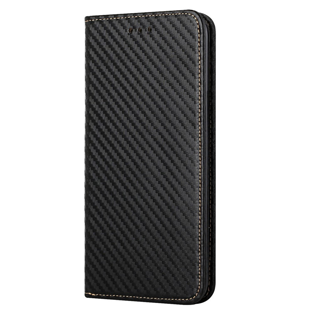 For iPhone 15 Pro Max Carbon Fiber Texture PU Leather+TPU Wallet Case Foldable Stand Phone Cover