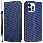 For iPhone 15 Pro Max Carbon Fiber Texture PU Leather+TPU Wallet Case Foldable Stand Phone Cover