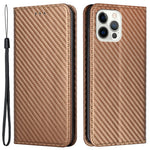 For iPhone 15 Pro Max Carbon Fiber Texture PU Leather+TPU Wallet Case Foldable Stand Phone Cover