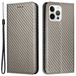 For iPhone 15 Pro Max Carbon Fiber Texture PU Leather+TPU Wallet Case Foldable Stand Phone Cover
