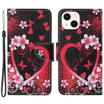 For iPhone 15 Pattern Printing Wallet Case PU Leather Cross Texture Stand Phone Cover with Strap