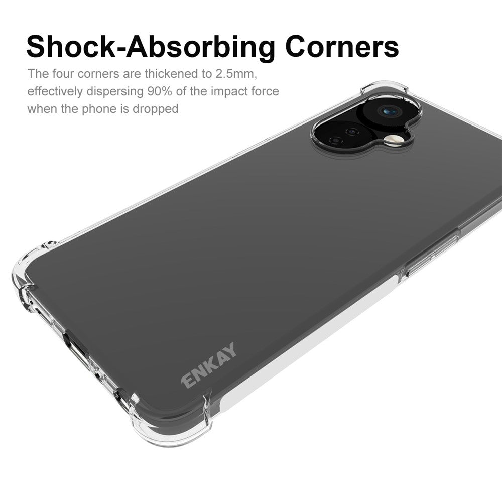 ENKAY HAT PRINCE För OnePlus Nord CE3 5G Halkfritt TPU-skal Genomskinligt mobilskydd med Hög Skärmfilm i Aluminium-Silicon Glas