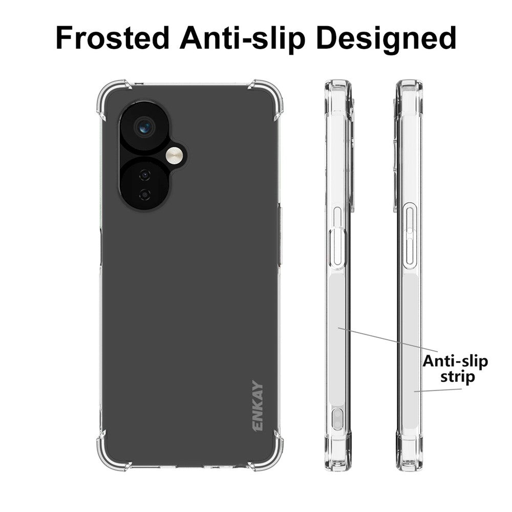 ENKAY HAT PRINCE För OnePlus Nord CE3 5G Halkfritt TPU-skal Genomskinligt mobilskydd med Hög Skärmfilm i Aluminium-Silicon Glas