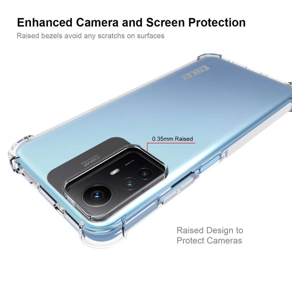 ENKAY HAT PRINCE til Xiaomi Redmi Note 12S 4G, gennemsigtigt TPU-mobilskal med skærmfilm i høj aluminium-siliciumglas