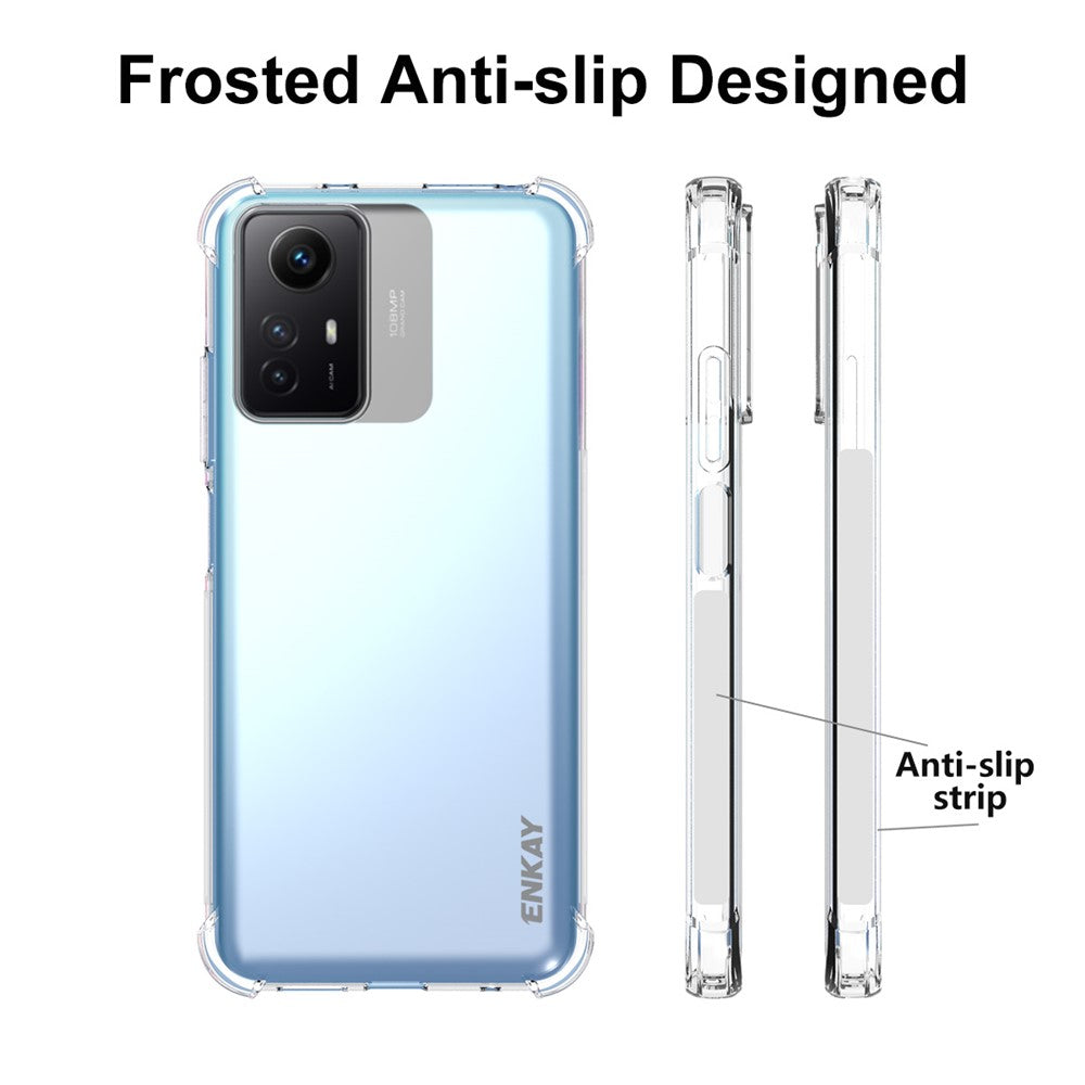 ENKAY HAT PRINCE För Xiaomi Redmi Note 12S 4G Genomskinligt TPU-mobilskal med skärmfilm av hög aluminium-kiselglas