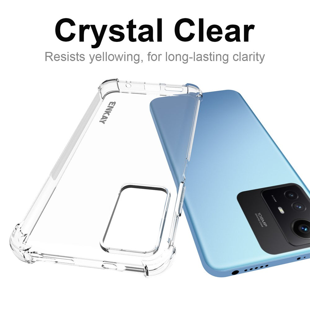 ENKAY HAT PRINCE För Xiaomi Redmi Note 12S 4G Genomskinligt TPU-mobilskal med skärmfilm av hög aluminium-kiselglas