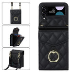 Multiple Card Slots Phone Case for Samsung Galaxy Z Flip3 5G, RFID Blocking Ring Kickstand Leather+PC Cover