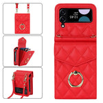 Multiple Card Slots Phone Case for Samsung Galaxy Z Flip3 5G, RFID Blocking Ring Kickstand Leather+PC Cover