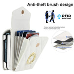 For Samsung Galaxy Z Flip4 5G RFID Blocking Multiple Card Slots Case Ring Kickstand Leather+PC Cover