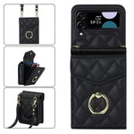For Samsung Galaxy Z Flip4 5G RFID Blocking Multiple Card Slots Case Ring Kickstand Leather+PC Cover