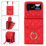 For Samsung Galaxy Z Flip4 5G RFID Blocking Multiple Card Slots Case Ring Kickstand Leather+PC Cover