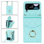 For Samsung Galaxy Z Flip4 5G RFID Blocking Multiple Card Slots Case Ring Kickstand Leather+PC Cover