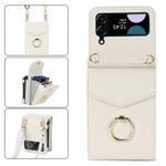 For Samsung Galaxy Z Flip4 5G RFID Blocking Phone Case Multiple Card Slots Ring Kickstand Leather+PC Cover